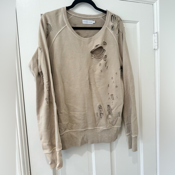 Sincerely Jules distressed torn all over crewneck sweater sweatshirt - Picture 4 of 13